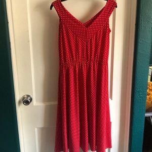 Pinky Pinups Red and White V Neck Swing Dress
